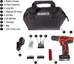 Herramienta eléctrica portátil con brocas-destornilladores y bolsa Stalwart1
